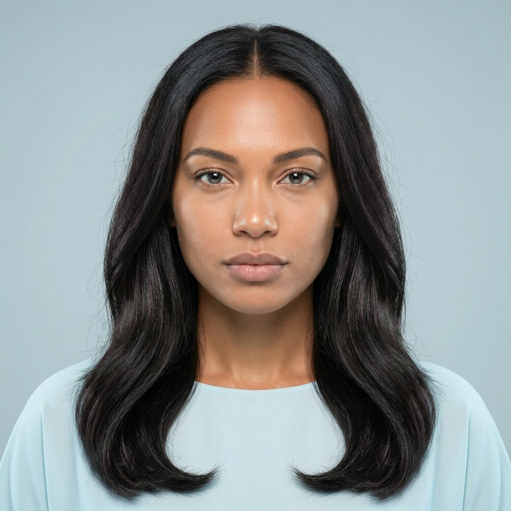 Visage en déshydratation : peau terne, cernes légers, lèvres sèches, cheveux ternes